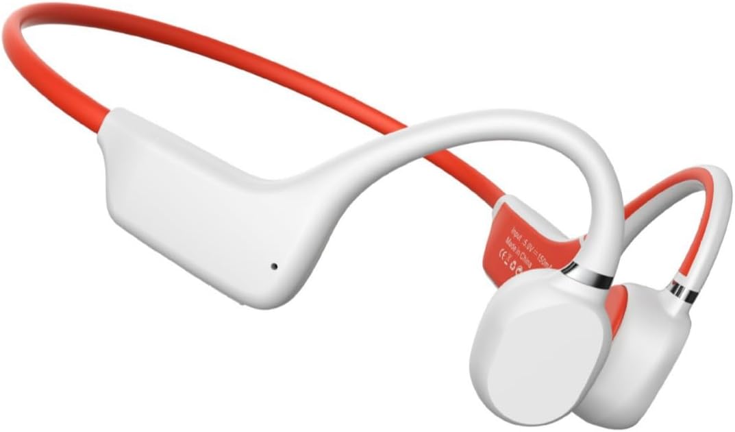 Bone Conduction Headphones Open Ear Wireless Earbuds Swimming Headphones Underwater Earphones for Sport Built-in Mic,Bilateral Stereo,Single Battery Life 7H,White
