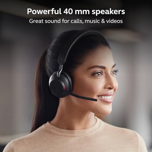 Jabra Evolve2 65 Bluetooth Wireless Headset with Mic for Calls and Music, Single-Ear Headphones with USB-C Adapter, Up to 37 Hours Battery, Works with Microsoft Teams, Black - image 7