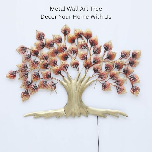 Image of Metal Tree Wall Art Wall Hanging Multicolour Wall Decor Perfect for Living Room, Home, Bedroom Office, Hotel (Without LED)