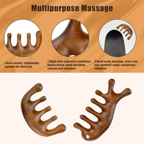 Peines masajeadores de madera para cuero cabelludo 2 piezas miniatura 3