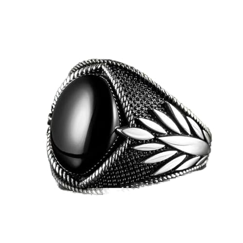 Joyas Hechas a Mano Anillos de Obsidiana Vintage para Hombres Mujeres Antiguo Color de Plata Negro Color de Oro Beads Jewelry-8, Style2, OZZKI, Estilo27, 6