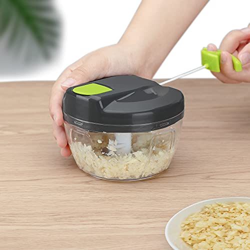 Sifenma Multi-Function Manual Food Chopper & Processors with Handle and Cover,Vegetable Chopper Shredder,Garlic Chopper,Suitable for Onions Garlic Peppers Carrots Fruits,Wonderful for Kitchen(Green)