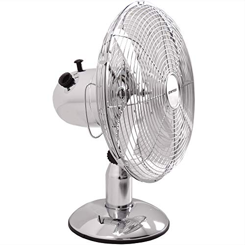 Syntrox Germany TVT- 33W Chrome Retro 12″ 35 cm Tischventilator mit 3 Geschwindigkeiten, Oszillation Windmaschine Axialventilator Ventilator Lüfter Gebläse Luftkühler-2