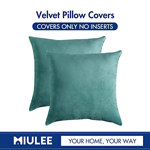 Miulee Pack Of 2 Velvet Soft Solid Decorative Square Throw Pillow Covers Set Cushion Cases Pillowcases For Sofa Bedroom Car 18 X 18 Inch 45 X 45 Cm #TOP5