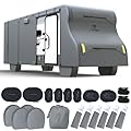 Fonzier Heavy Duty 7 Layers Class C RV Cover Anti-UV for 23'-26' Motorhome Breathable Rip-Stop with 2Pcs Long Straps & Gutter Spout Covers - Dark Gray