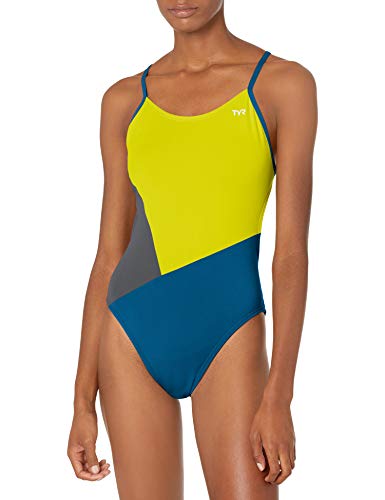 TYR Solid Splices Block Cutoutfit, YEL/Gry/BLU, 30.0