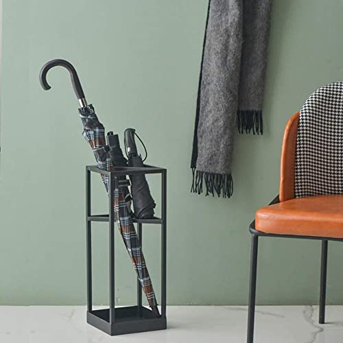 Support de parapluie carré métal noir petit espace rangement double couche entrée