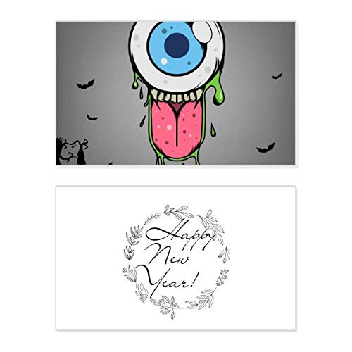 Tarjeta de felicitación de alien y universo para mensajes de Halloween y Año Nuevo