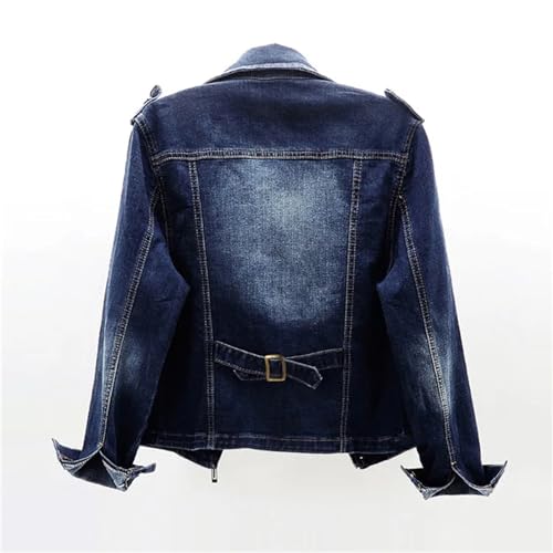 Women Denim Jacket Suit Collar Outerwear Moto Bike Slim Short Jean Jacket Coat2