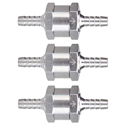 3Pcs 6Mm Fuel Non-Return One-Way Check Valve 1/4" Chrome Aluminium Alloy One Way Non Return Air Fuel Oil Check Valve Petrol Diesel Marine Water #TOP3