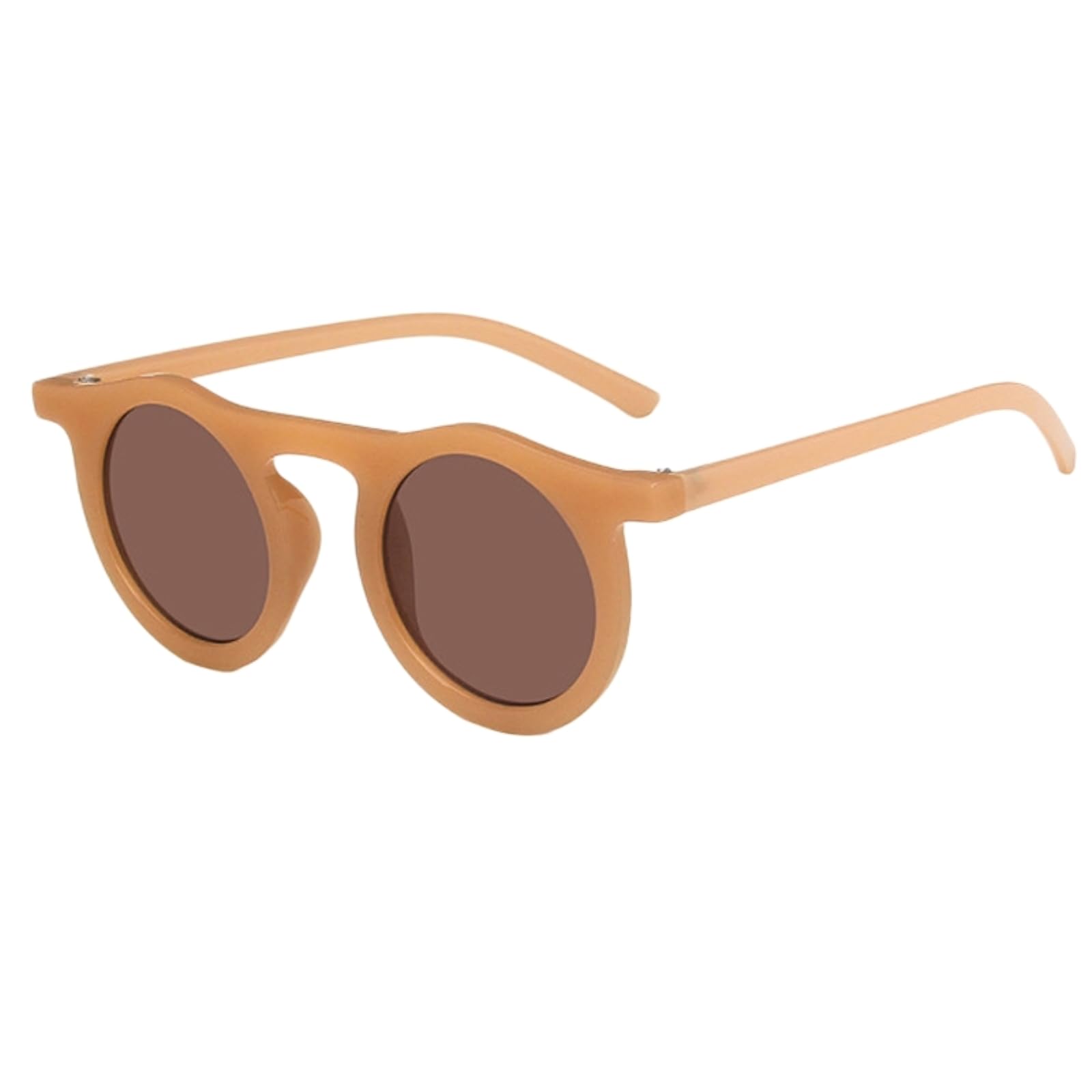 Lunettes de soleil rondes UV400 unisexes en plastique marron vintage