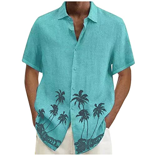 Men's Cotton Summer Tropical Shirts Casual Short Sleeve Button Down Hawaiian Shirts Hawaiian Shirt, M-4XL