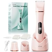 Rasoir Electrique Femme - Tondeuse Femme Intime Tout-En-Un (Visage, Jambes, Aisselles & Corps) Tondeuse Bikini Rasoir Maillot avec 4 Peines, Écran LED & USB-RechargeStation, Cadeaux Anniversaire