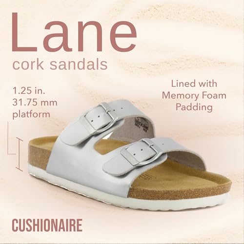image for CUSHIONAIRE Lane Cork Footbed Sandals for Women – Comfortable Double