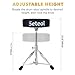 Seteol Snare Drum Stand + Thick Padded Round Drum Throne + 3 pairs of 5A Drumsticks + Drum Key, Adjustable Drum Hardware Set for 8 to 15 Inch Snare Drum and Practice Pad