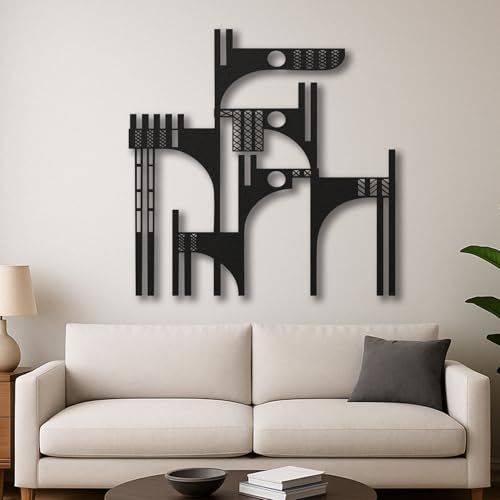 Décoration murale en métal de style silhouette géométrique noire - 2