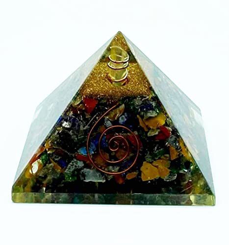 Beauty Agate Crystals Multicolor Orgone Reiki Pyramid 3 Inch for EMF Protection, Healing, Energy Generator, Meditation Tools & Positive Energy Decor