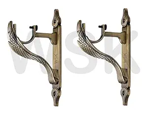 WSK Classic Brass Antic Finish Curtain Single Rod 1 Inch Rod Bracket Set of 2 Pcs Support Door and Window Fitting Hardware Home Improvement WSS133-001