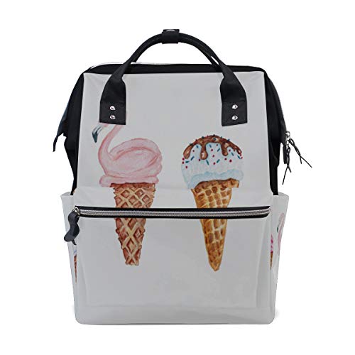 Rosa Flamingo Eiscreme Sommer große Kapazitäts Windel bauscht sich Mummy Rucksack multi Funktionen Windel Pflegetasche Tote Handtasche für Kinder
