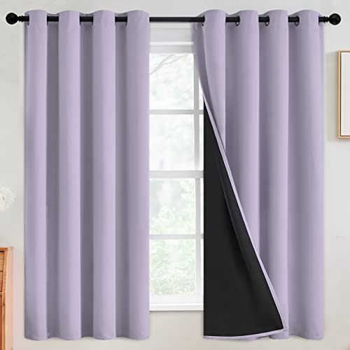 Image of SimpleHome Lilac 100% Blackout Curtains Room Darkening Living Room 63 Inch