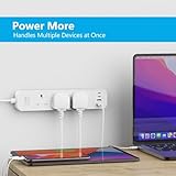 JSVER Extension Lead USB,7 IN 1 Power Socket with 3 Way and 4 USB Fast Charging Station(2 Type C and 2 USB-A) Power Strip 3250W 13A with 2M Power Cord for Home and Office-White - Image 7