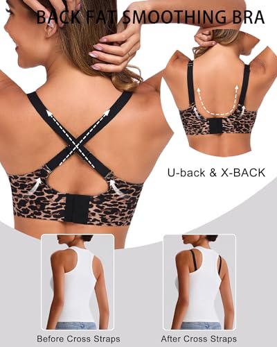 Image of Gailife Deep V Bras for Women No Underwire Wireless Push Up Bra Seamless Plunge Bralette Comfort Supportive Bra Full Coverage -Desert-Leopard,M