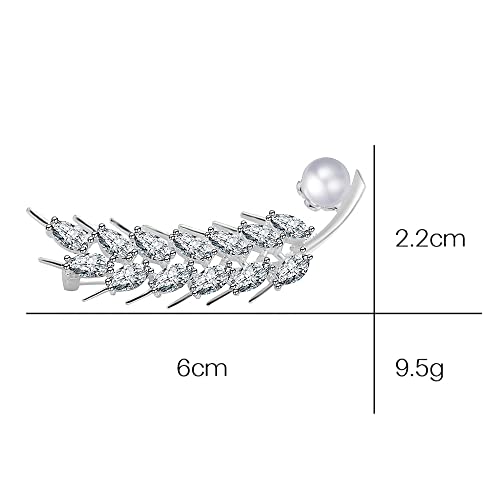 Image of Ear of Wheat Brooch Pin Corsage, Sweater Dress Shawl Elegant Jewelry Accessory Decor for Wedding Birthday Party Christmas Gift (Silver)