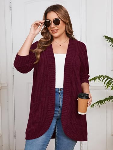Image of BELAROI Women Plus Size Cardigan Sweater Fall Outfit