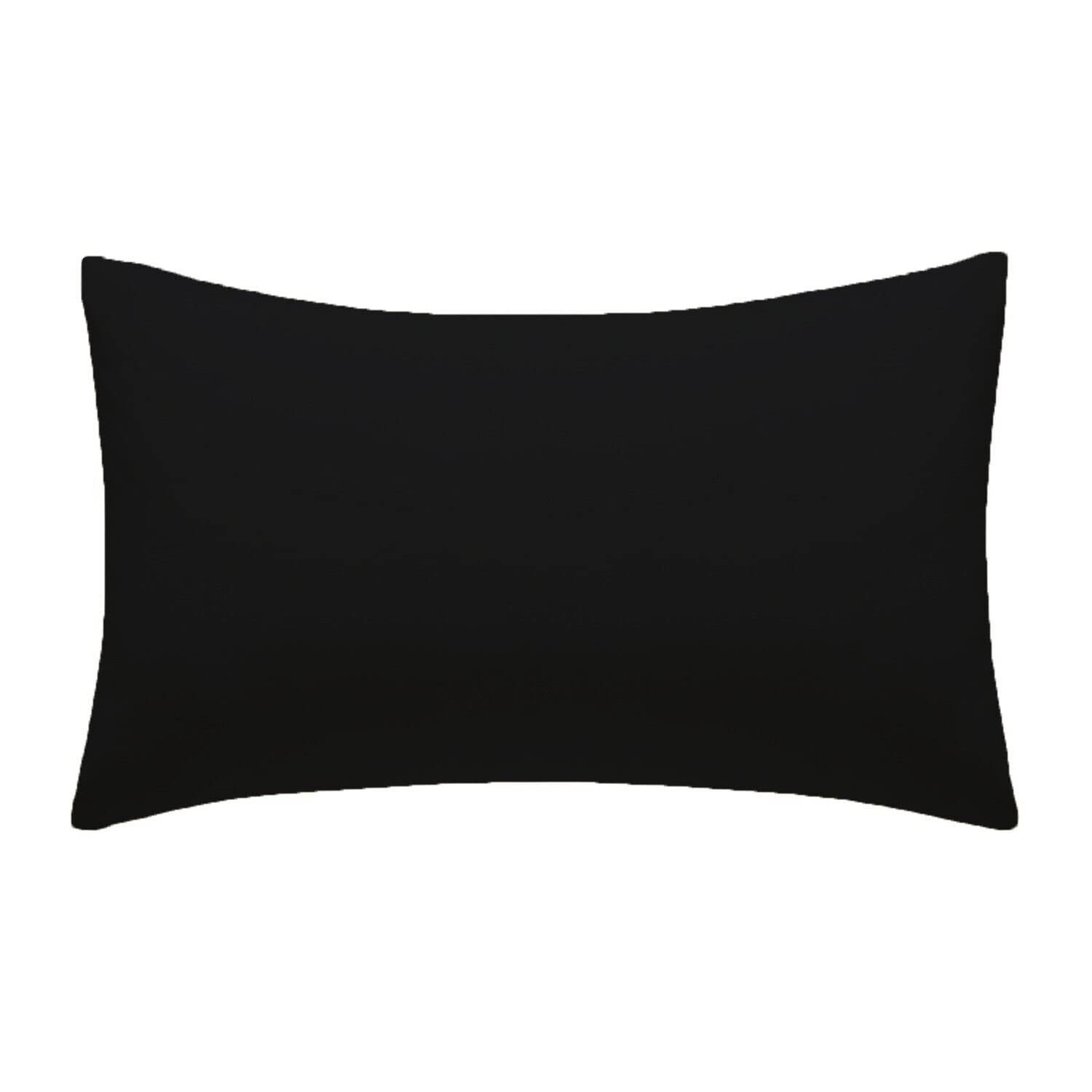 Polycotton Pillowcases 2 Pack 50x75cm [23 Colors] Plain Dyed Housewife Pillow Cases Pair with Envelop Enclosure Poly Cotton Fabric (Black)