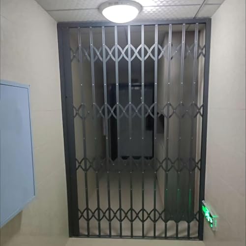 Rejas antirrobo con Cerradura para Puertas correderas y Ventanas Plegables, Valla de Seguridad Extensible para sótanos, reja de Puerta Tipo acordeón para Gatos y Perros (60 x 80 cm/24 x 31,5