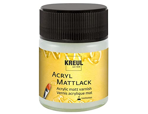 KREUL 79409 - Barniz acrílico mate a base de resina sintética, 50 ml de vidrio, transparente mate, barniz protector y de recubrimiento para pinturas secas, apto para interiores y exteriores