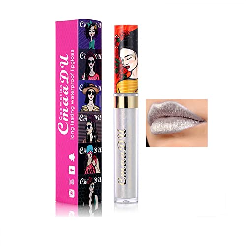 Lip Gloss Matte Metallic Color Liquid Lipstick Long Lasting Waterproof Not Stick Cup Fashion Diamond Shimmer Lip Makeup Lip Tint #TOP6