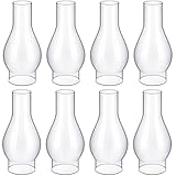 8 Pieces Oil Lamp Chimney 2' x 6 1/2' Glass Chimney Smooth Glass Lamp Shade Replacement Clear Oil Lamp Glass Cover for Hurricane Lamp