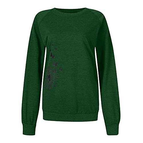 Raillery Womens Fashion Solid Color Print Sweaterlong Sleeve O Neck Blouse Loose Casual Tunic Tops #TOP1