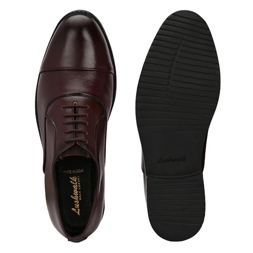 Image of Men's Premium Leather Oxford Lace-Up Formal Shoes | Stylish Cap Toe Design, Soft Cushioned Insole, Rubber Outsole | Perfect for Business, Office Dress, Party & Wedding Footwear