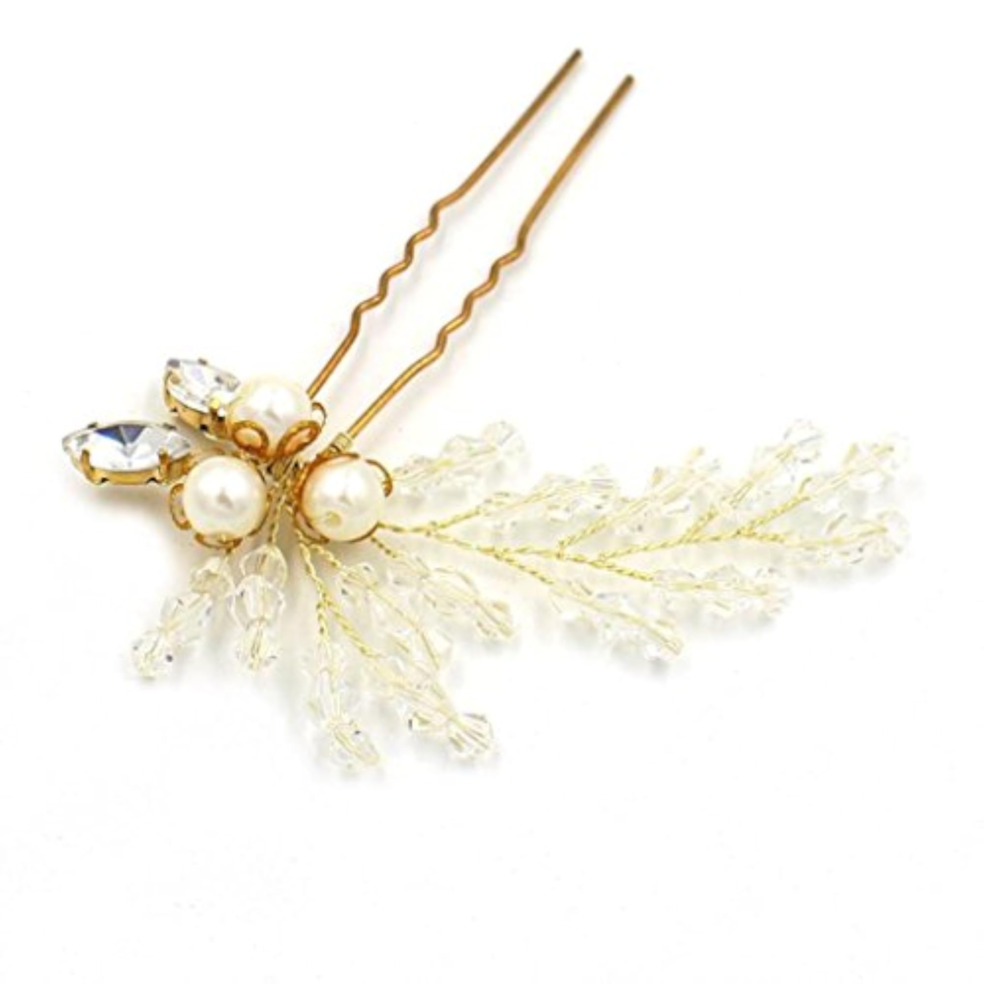 Fashion Crystal Pearls Bride Wedding Hair Clip U Pin