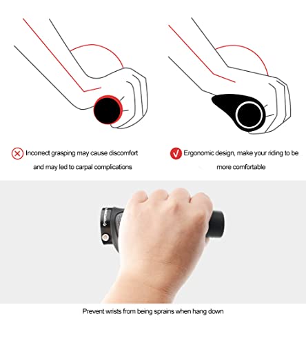 Image of TOPCABIN Ergonomic Bike Grips - Widen Holding Rubber Grips with Aluminum LockGrips for Mountain & Road Bikes