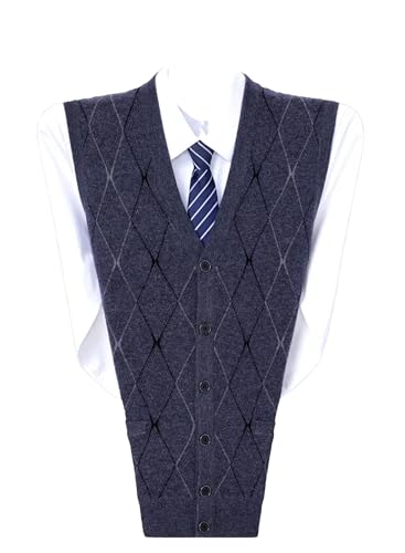 Dcvmvmn Men's Cashmere Vest Thickened V-Neck Knitted Sleeveless Cardigan Plus Size Business Casual Waistcoat