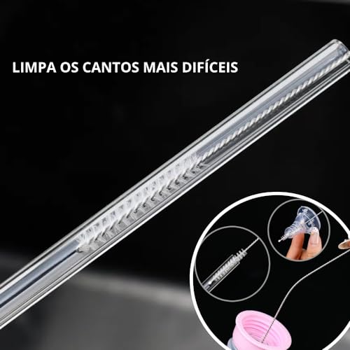 Kit, Conjunto, Jogo 4 Peças - Escovas Esponja 1 Silicone, 1 Nylon, Para Lavar Garrafas Mamadeiras Co