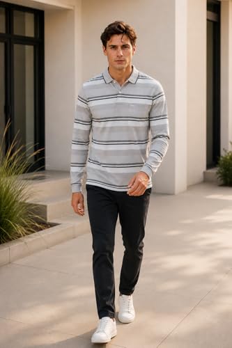Image of Full Sleeve Polo T Shirt for Men Cotton with Pocket and Collar - Regular Fit Tshirt