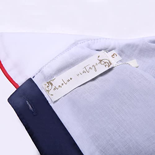Maoluo Vintage Girls Toddler Navy Embroidery Bubble Sleeve Summer Casual Smocked Dress Clothing Size 2 3 4 5 6 8 10 12, 10 Years #TOP4