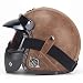Produktbild DBY Boy Motorrad Harley Retro Halbhelm Jet Helm Motorrad Roller Handgefertigter Lederhelm 3/4 Open Face Roller Kopfschutz Unisex Braun 57-64CM,XL