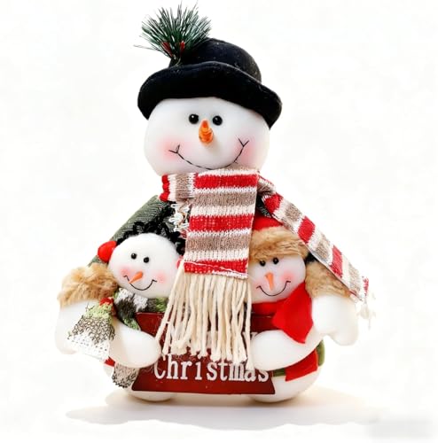 2025 New Christmas Snowman Decor Indoor, 12in Plush Snowman Christmas Decorations Indoor, Stuffed Snow Man Ornaments Winter Decorations for Office Table