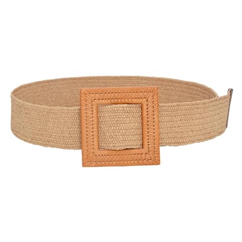 Belt for Dress Women Belts for Dresses Elastic Straw Rattan Waist Band for Skirts, High-Waisted Pants