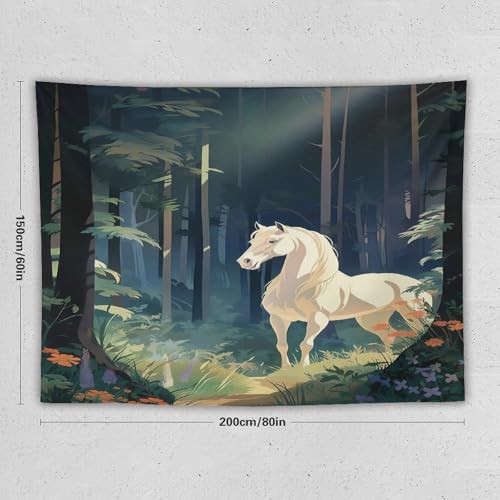 Tenture murale cheval DCCCY decoration textile grand format au tissage fin
