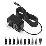 12 Volt Charger Universal Power Adapter for DC in 12V Power Cord with 10 Interchangeable Jacks for 1000mA 900mA 800mA 700mA 600mA 500mA 400mA 300mA 200mA 100mA Electronics