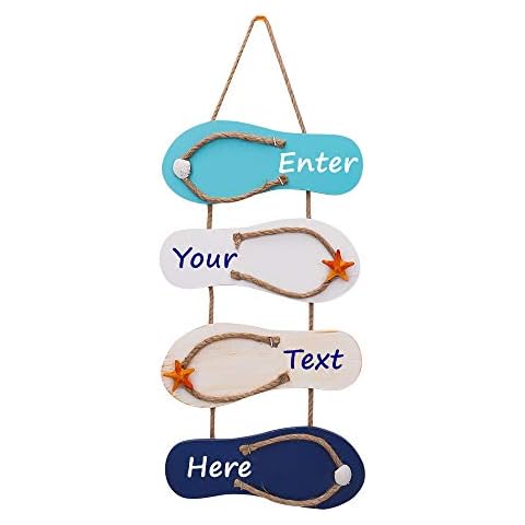 Zakally Custom Personalized Wooden Slippers Hanging Decorative Sign Wood Plaque Decoration Beach Wall Door Ornament (sty1) Cover