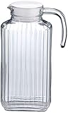 Amazon Basics Glass Pitcher with Lid and Handle, Lead-Free Glass Beverage Jug, 57-Ounce (0.45...