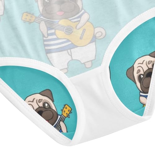 Toddler Girl Panties, Pug Playing Guitar Girls Underwear Cotton, 2–8 Years4