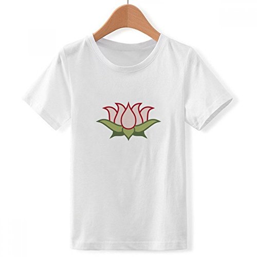 T-shirt blanc ras du cou lotus bouddhisme aux finitions soignées pour grand garçon